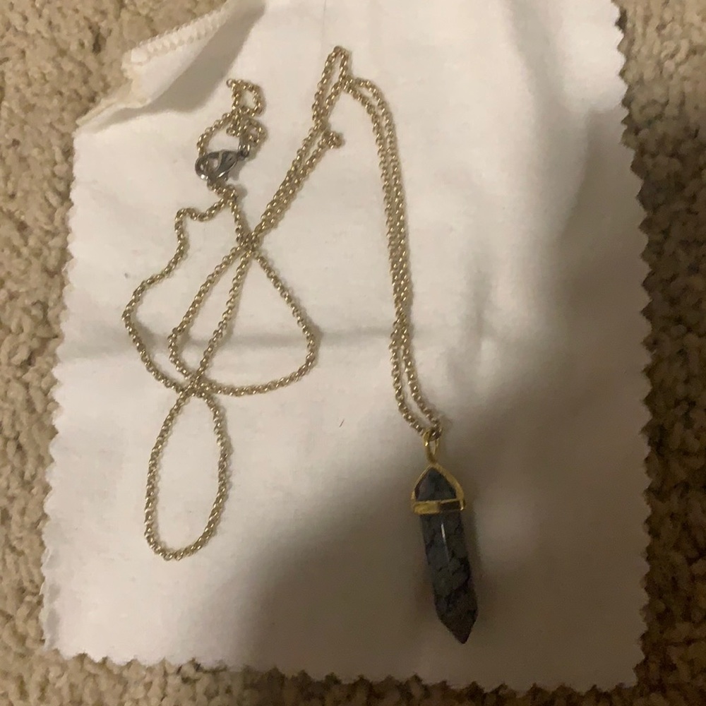 Gold Necklace with Black Point
